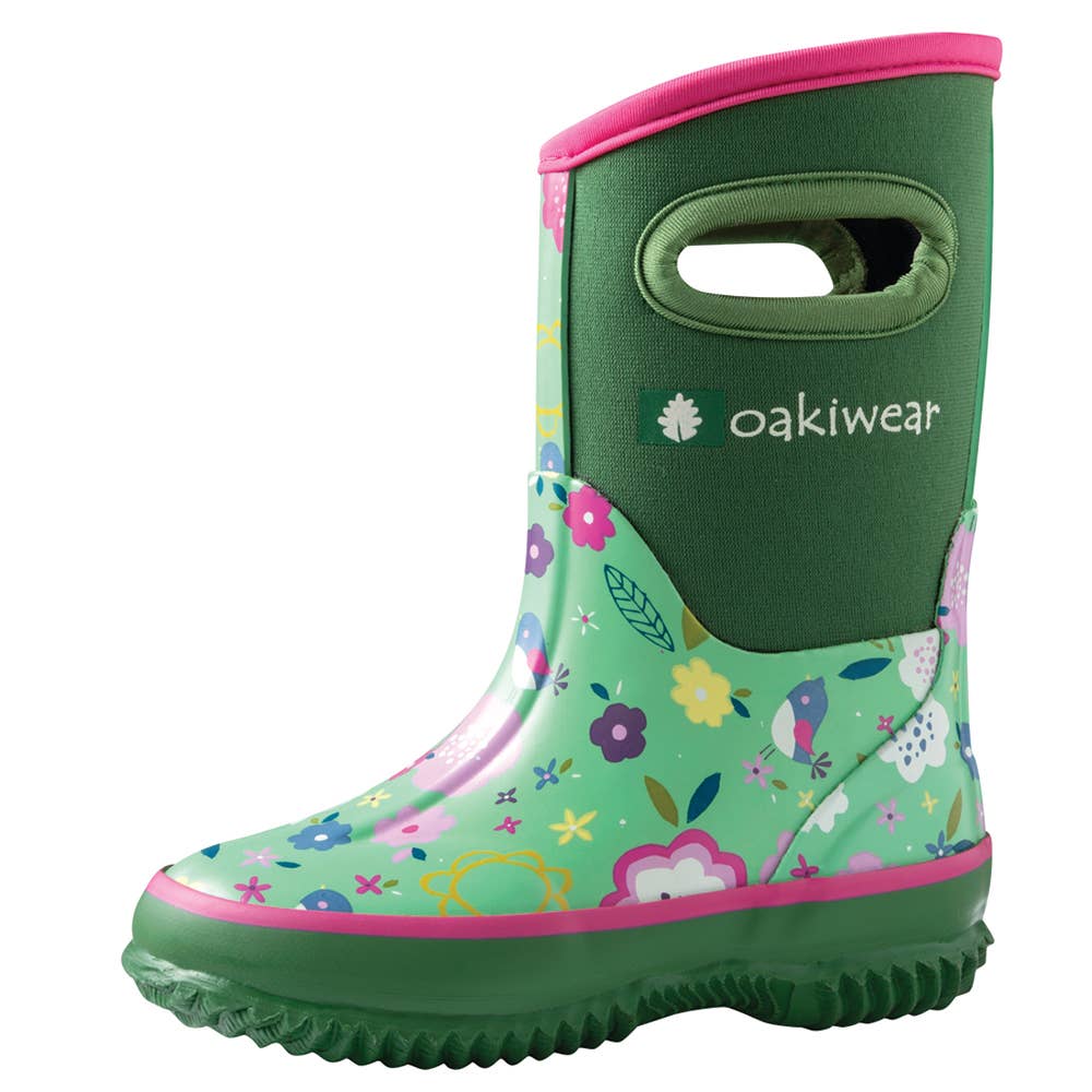 *Preorder* Neoprene Boots Green Floral - sizes 10, 1, 2, 3, 4