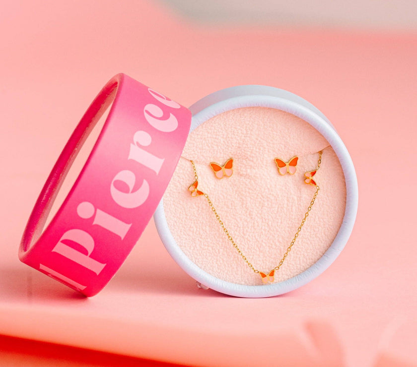 Butterfly Colorblock Necklace/Earring Set - Laeta Kids