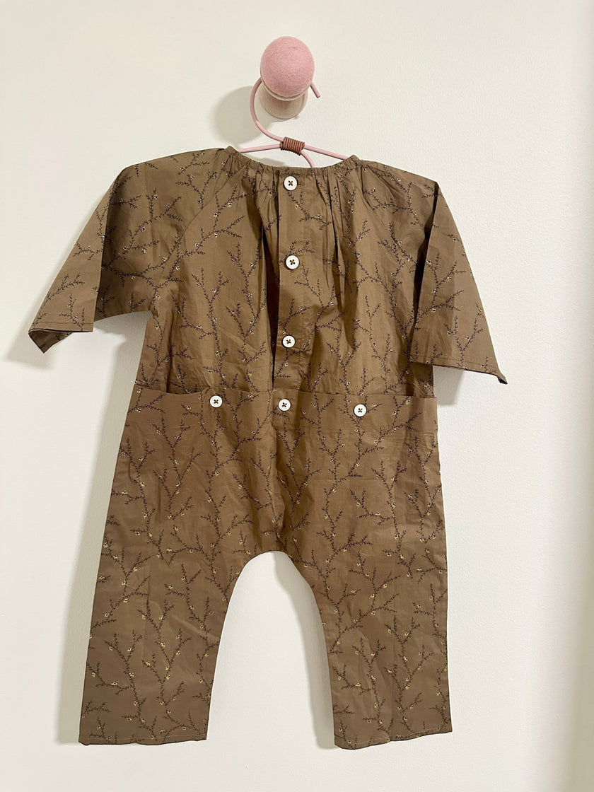 Mabo Brown Floral Brown Romper - Laeta Kids
