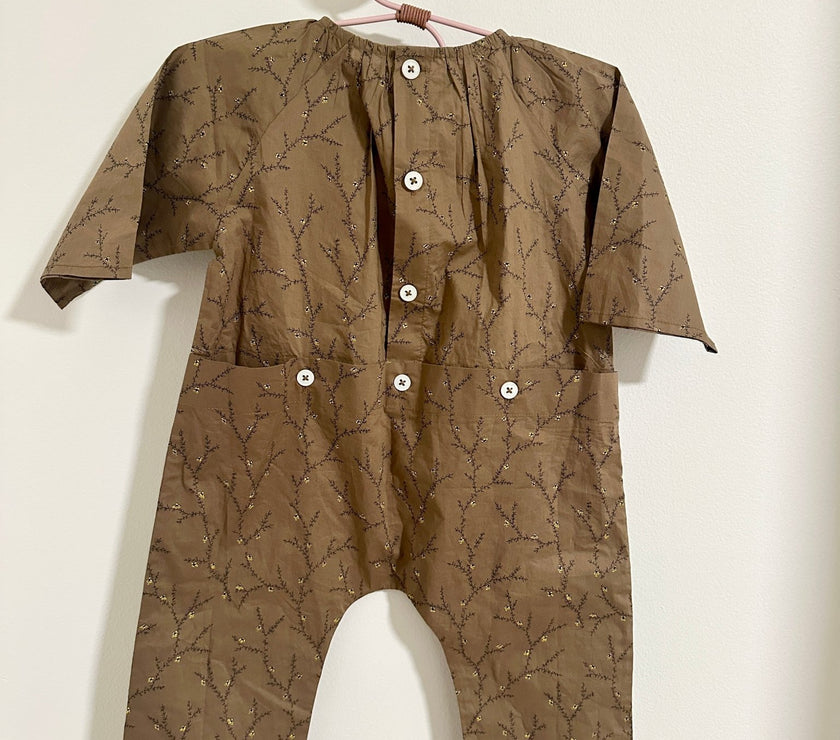 Mabo Brown Floral Brown Romper - Laeta Kids