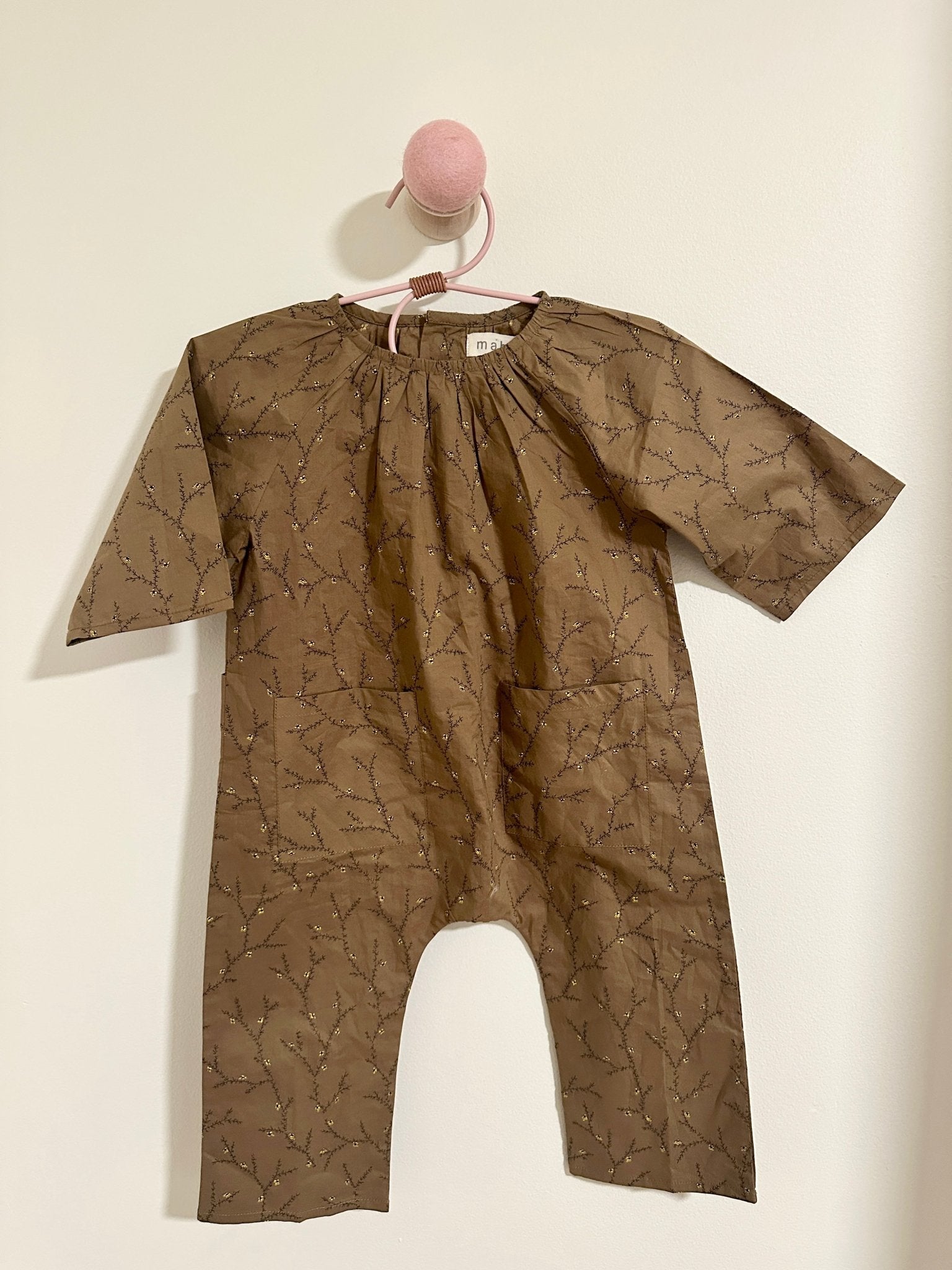 Mabo Brown Floral Brown Romper - Laeta Kids