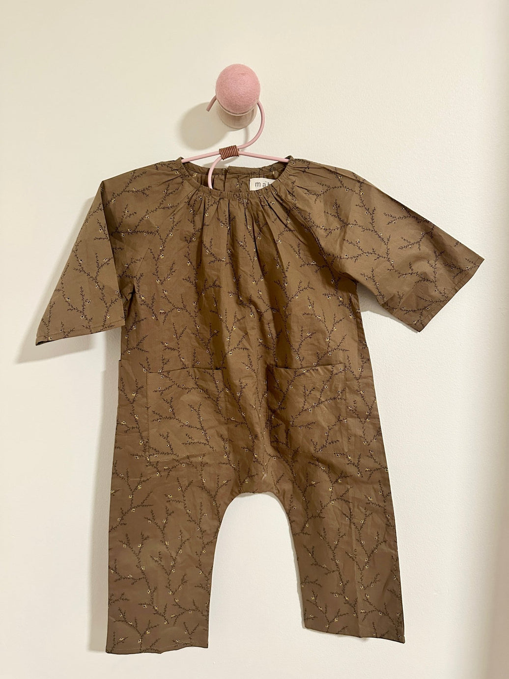 Mabo Brown Floral Brown Romper - Laeta Kids