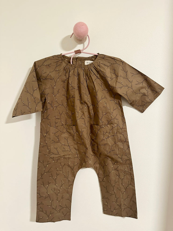 Mabo Brown Floral Brown Romper - Laeta Kids