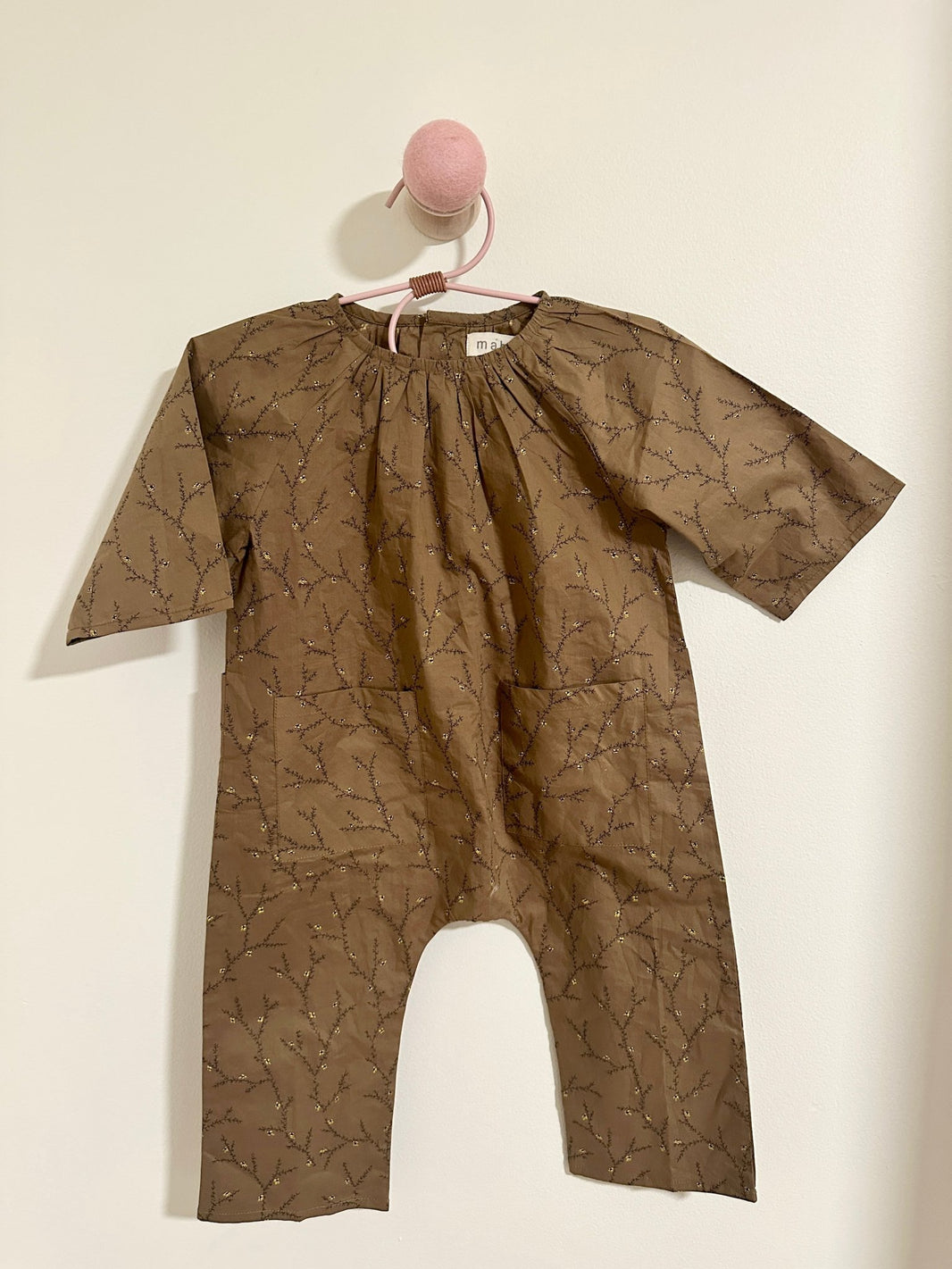 Mabo Brown Floral Brown Romper - Laeta Kids
