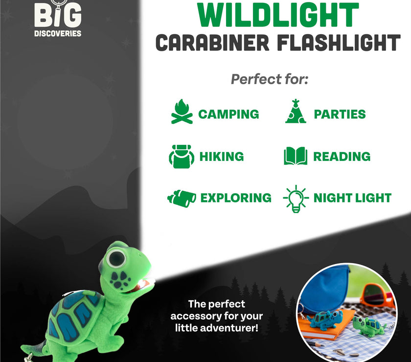WildLight Animal Carabiner Flashlight - Green Turtle - Laeta Kids