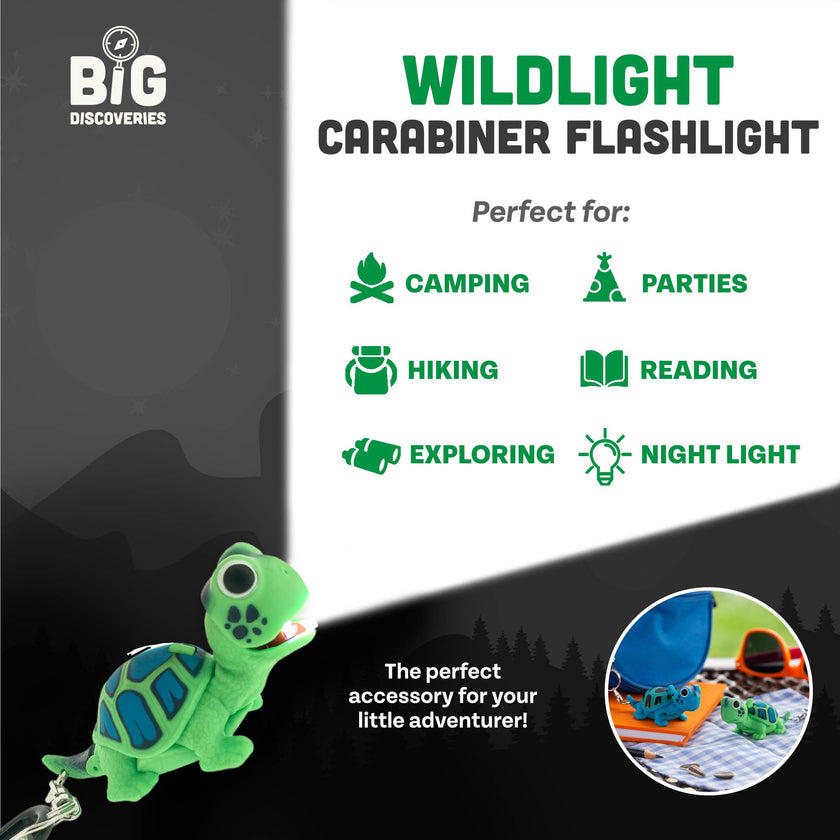 WildLight Animal Carabiner Flashlight - Green Turtle - Laeta Kids
